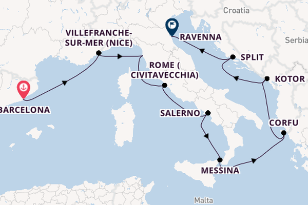 Mediterranean Sea from Barcelona, Spain with the Norwegian Viva
