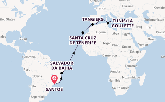 Transatlantic from Santos, Brazil with the MSC Virtuosa