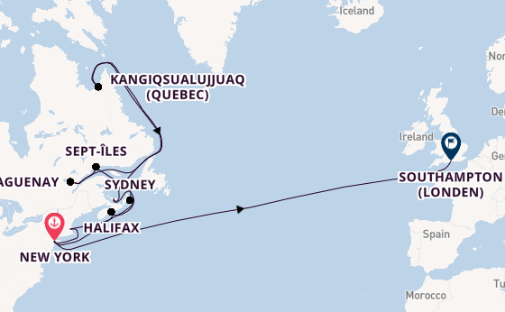 trans-Atlantisch vanaf New York, Verenigde Staten met de Queen Mary 2
