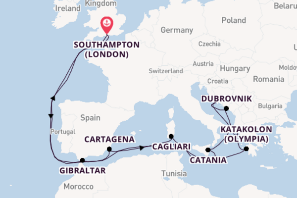 Mediterranean From Southampton with the Aurora
