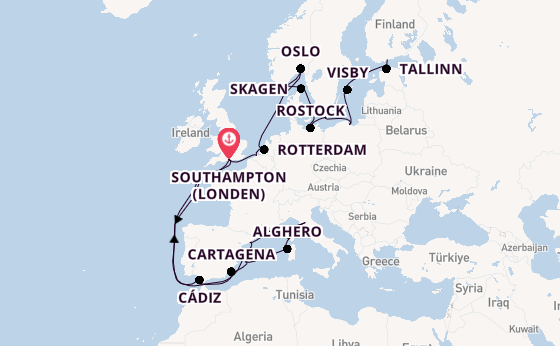 Westelijke Middellandse Zee vanaf Southampton (Londen), Engeland met de Regal Princess