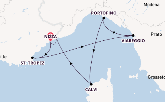Westliches Mittelmeer ab Nizza, Frankreich auf der SEA CLOUD SPIRIT