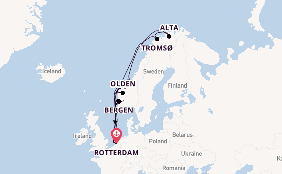 Noorwegen vanaf Rotterdam, Nederland met de Nieuw Statendam