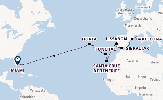 Transatlantik ab Civitavecchia (Rom), Italien auf der Marina