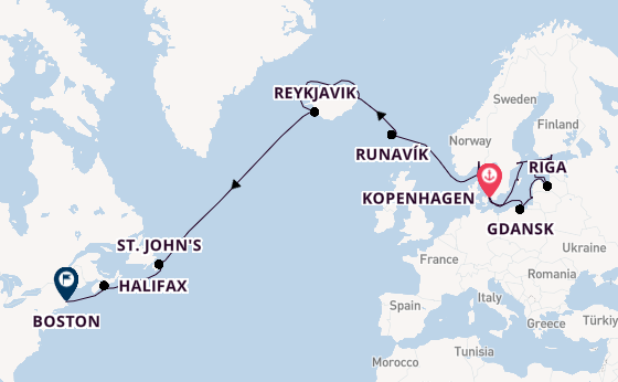 trans-Atlantisch vanaf Kopenhagen, Denemarken met de Caribbean Princess