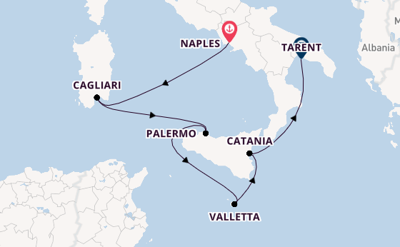Western Mediterranean from Naples, Italy with the Costa Serena