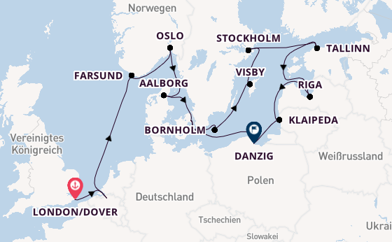 Norwegen ab London/Dover, Großbritannien auf der Seabourn Quest