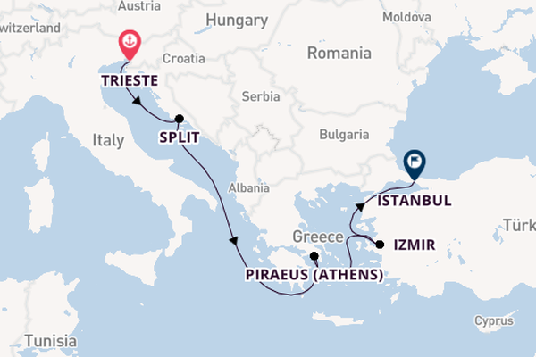 Mediterranean from Trieste, Italy with the MSC Splendida