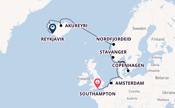 Arctic Ocean from Southampton, England with the Regal Princess