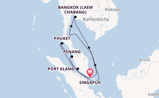 Südostasien ab Singapur, Singapur auf der Mein Schiff 6