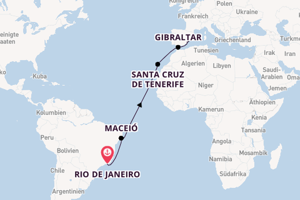 Transatlantik ab Rio de Janeiro, Brasilien auf der MSC Seaview