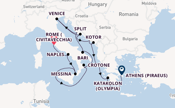 Mediterranean Sea from Rome (Civitavecchia), Italy with the Viking Mars