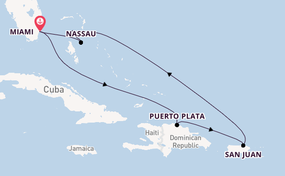 Caribbean from Miami, Florida, USA with the Allure of the Seas