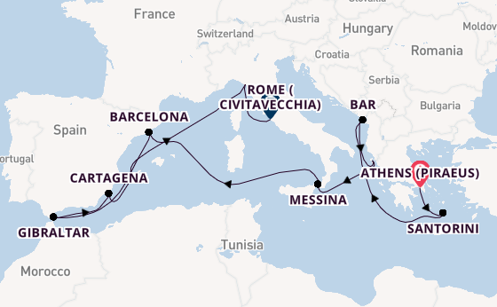 Mediterranean Sea from Athens (Piraeus), Greece with the Sun Princess