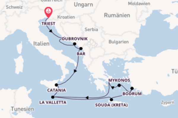 Faszinierende Kreuzfahrt über Souda (Kreta) ab Triest