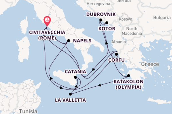 Middellandse Zee vanaf Civitavecchia (Rome), Italië met de Sapphire Princess