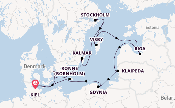 Oostzee vanaf Kiel, Duitsland met de VASCO DA GAMA