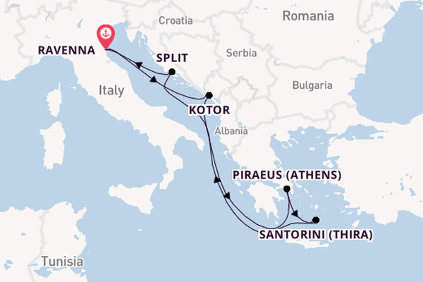 Mediterranean from Ravenna, Italy with the Brilliance of the Seas