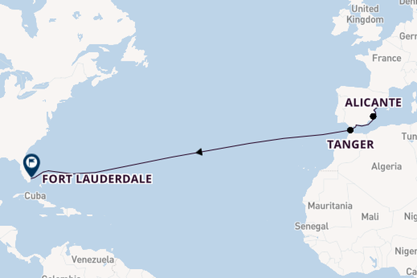 trans-Atlantisch vanaf Barcelona, Spanje met de Rotterdam