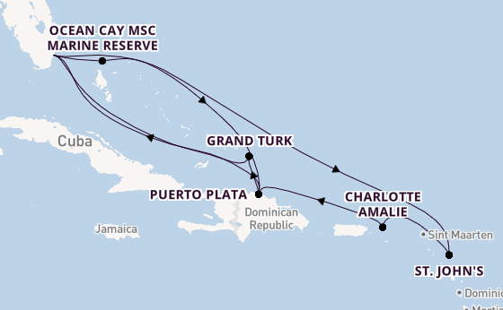 Caribbean from Miami, Florida with the MSC Seashore