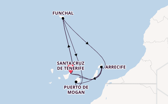 Canary Islands from Santa Cruz de Tenerife, Spain with the Azura