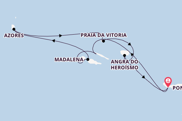 Portugal vanaf Ponta Delgada, Azoren, Portugal met de L'Austral