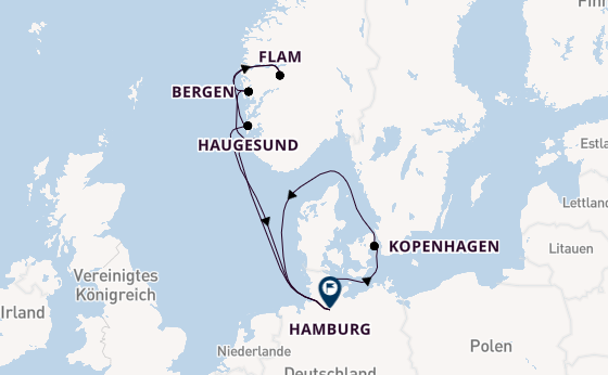 Norwegen ab Kiel, Deutschland auf der Mein Schiff Flow
