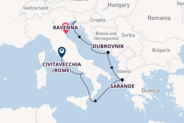 Middellandse Zee vanaf Ravenna, Italië met de Brilliance of the Seas