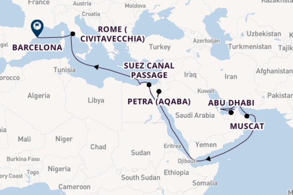 19 day expedition from Dubai to Barcelona