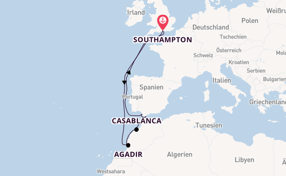 Nordafrika ab Southampton, Großbritannien auf der Arcadia