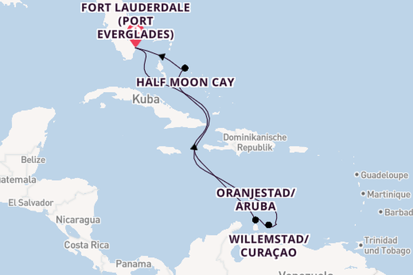 Karibik ab Fort Lauderdale (Port Everglades), USA auf der Nieuw Amsterdam