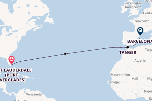 Transatlantik ab Fort Lauderdale (Port Everglades), USA auf der Nieuw Amsterdam