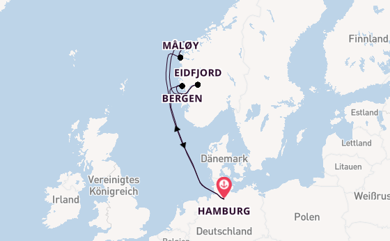 Norwegen ab Hamburg auf AIDAperla