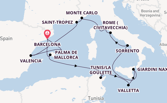 Western Mediterranean from Barcelona, Spain with the EXPLORA I