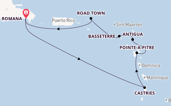 Caribbean vanaf La Romana, Dominicaanse Republiek met de Costa Fascinosa