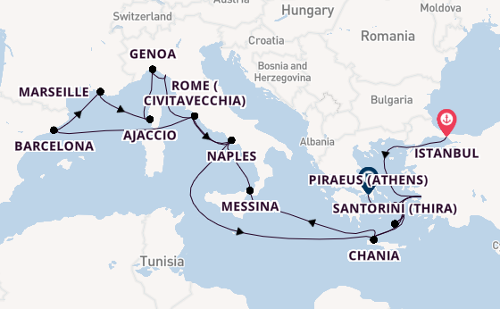 Mediterranean from Istanbul, Turkey with the Sun Princess