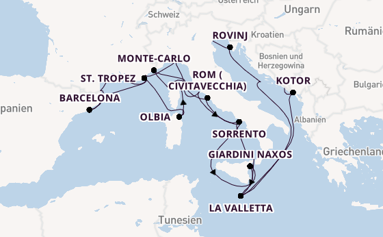 Westliches Mittelmeer ab Fusina (Venedig) auf der Seabourn Ovation