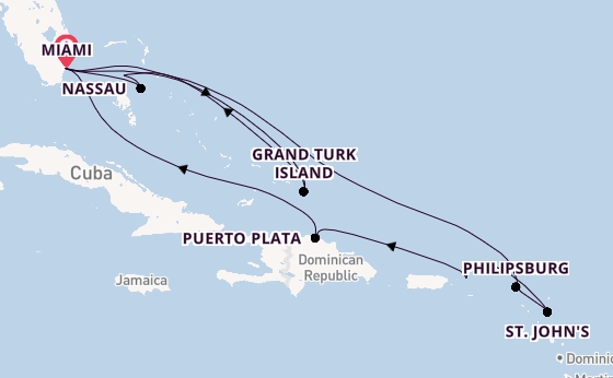 Caribbean from Miami, Florida, USA with the MSC Meraviglia