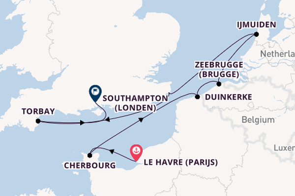 Engeland vanaf Le Havre (Parijs), Frankrijk met de Marina