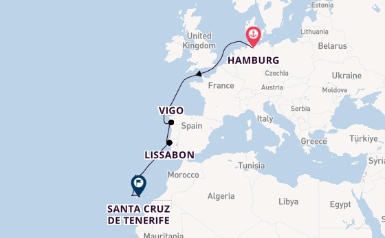 Canarische Eilanden vanaf Hamburg, Duitsland met de VASCO DA GAMA