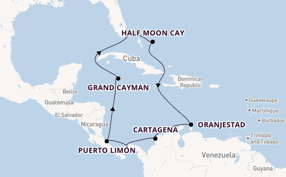 Caribbean vanaf Fort Lauderdale, Verenigde Staten met de Oosterdam