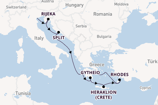 Eastern Mediterranean from Venice, Italy with the Insignia