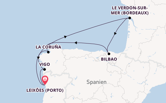 Portugal ab Leixões (Porto), Portugal auf der Mein Schiff 6