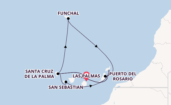 Canarische Eilanden vanaf Las Palmas, Gran Canaria, Spanje met AIDAsol