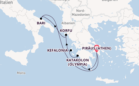 Östliches Mittelmeer ab Piräus (Athen), Griechenland auf der MSC Orchestra 