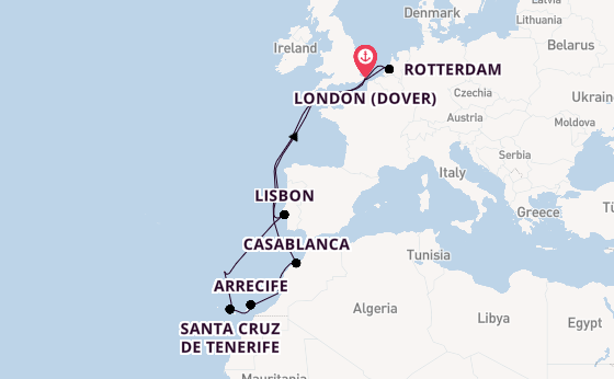 Canary Islands from London (Dover), England, United Kingdom with the Nieuw Statendam