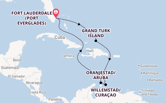 Caribbean from Fort Lauderdale (Port Everglades), Florida, USA with the Caribbean Princess