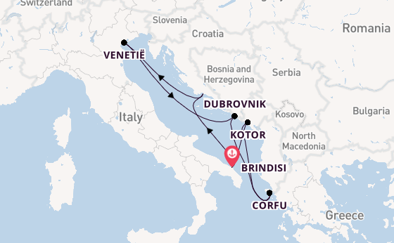 Middellandse Zee vanaf Brindisi, Italië met de MSC Armonia