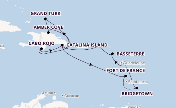 Caribbean vanaf Pointe-à-Pitre, Guadeloupe met de Costa Fascinosa