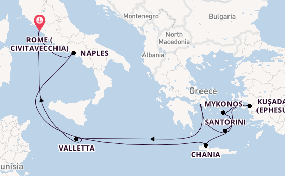 Mediterranean Sea from Rome (Civitavecchia), Italy with the Celebrity Ascent
